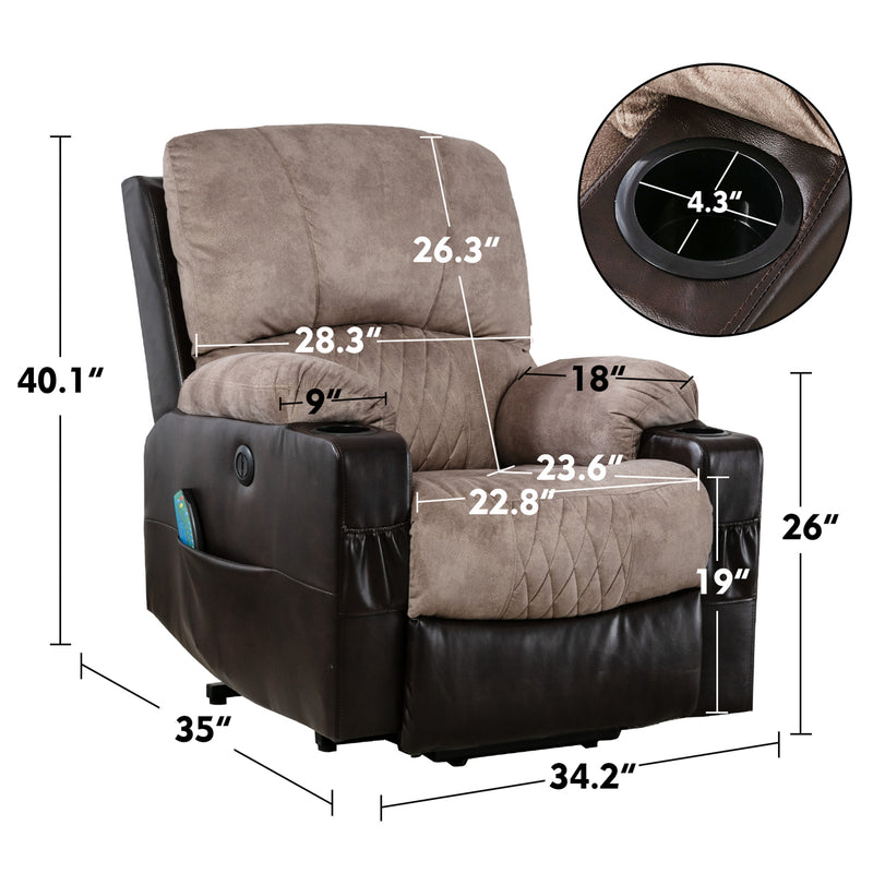 Ebello Power Lift Recliner Chair with Electric Massage and Heat for